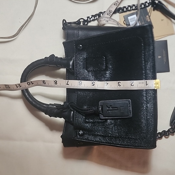 Frye Demi Mini Leather Satchel with calf hair on the front. - Picture 8 of 12